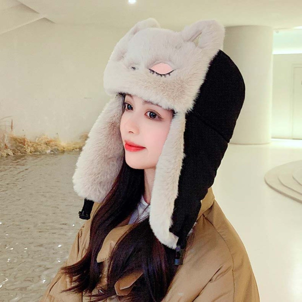 Trapper Hat Ear Flap - Thickened Cute Trapper Hat Windproof Embroidery