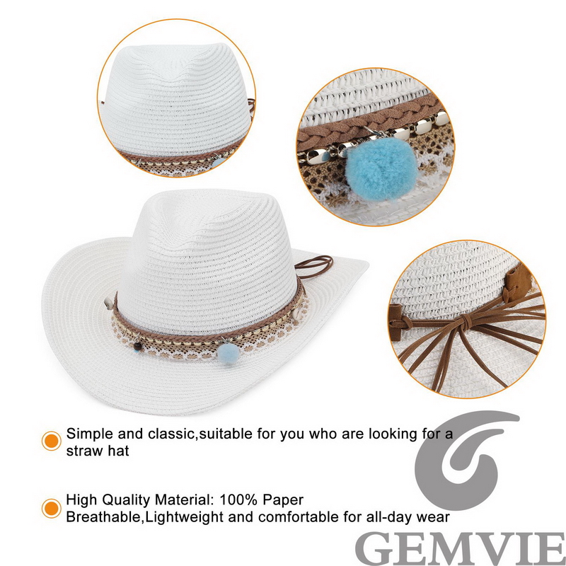 GEMVIE 4 Color Retro Outdoor S - огляд і ціна Cowboy Hat Straw