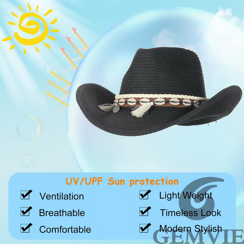 GEMVIE 4 Color Retro Outdoor S - огляд і ціна Cowboy Hat Straw