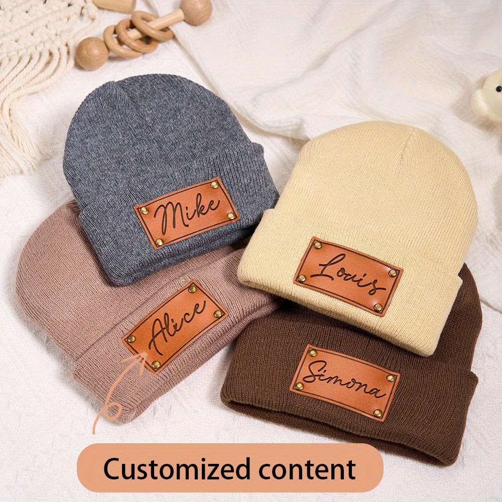 Custom Leather Patch Beanie Cu - огляд і ціна Beanie Cuffed Knit