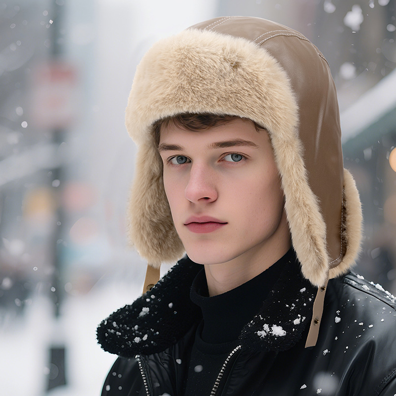 Men Winter Warm PU Leather Tra - огляд і ціна Trapper Hat Ear Flap