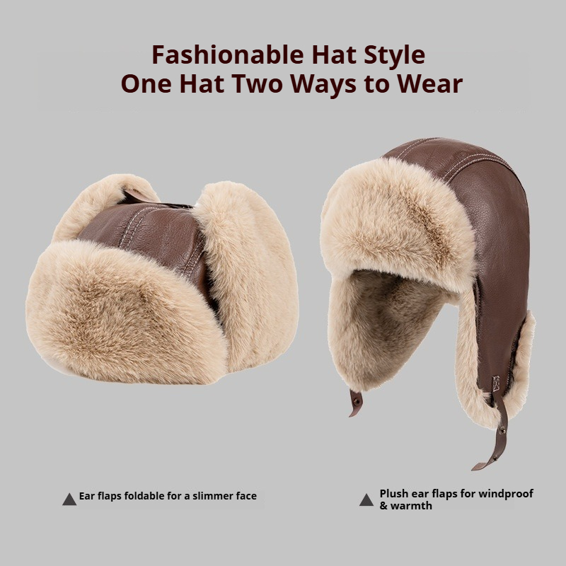 Men Winter Warm PU Leather Tra - огляд і ціна Trapper Hat Ear Flap